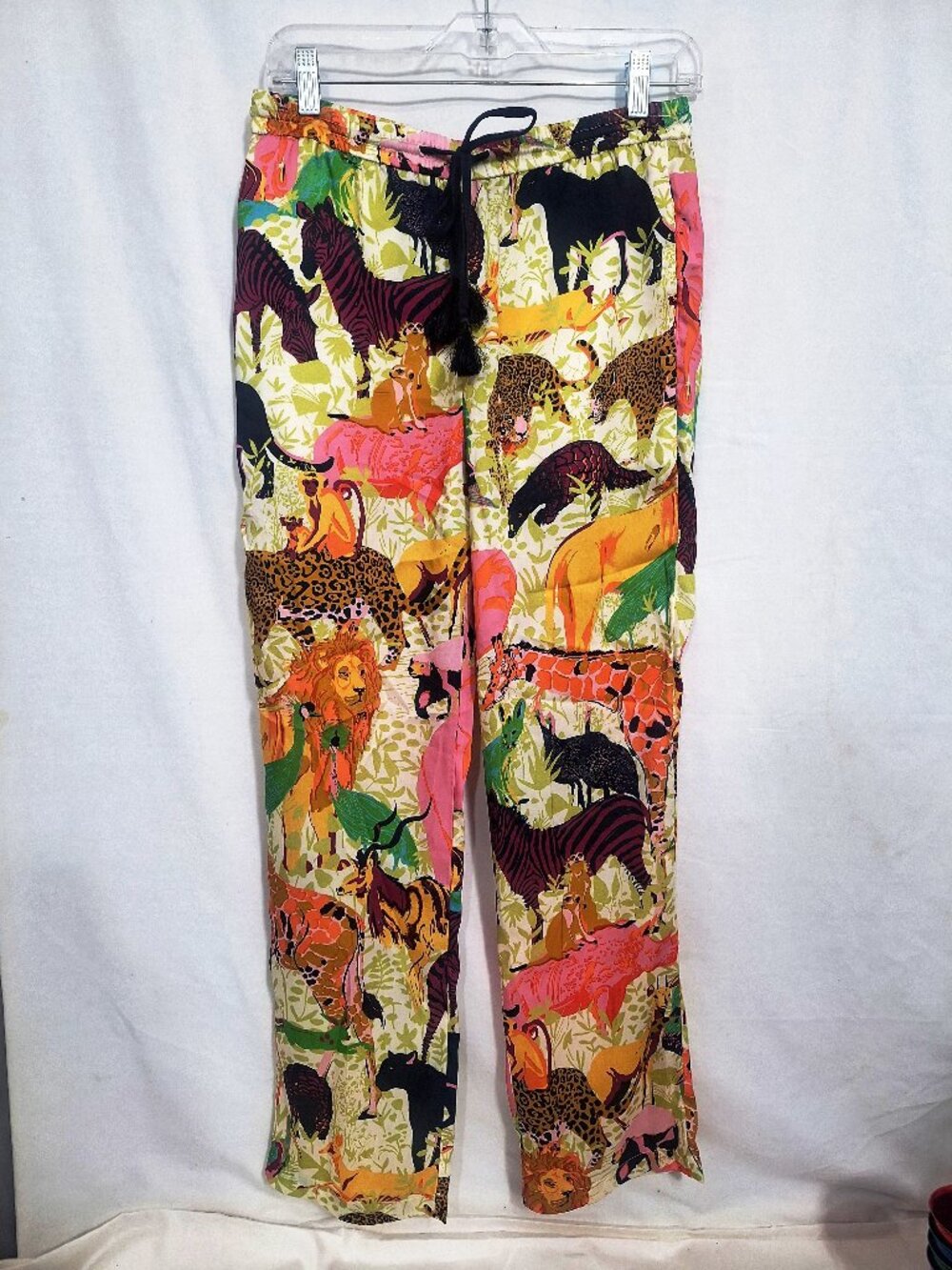 J. Crew Ratti Safari Print Wide-Leg Pants 4 Jungle Zebra Elephant Giraffe